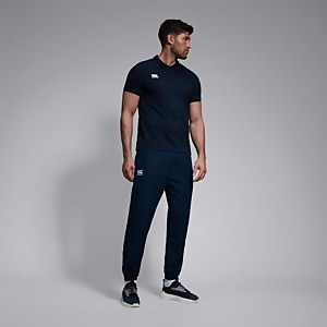 MENS CLUB PLAIN TAPERED CUFF TRACK PANTS NAVY