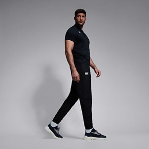 MENS CLUB PLAIN TAPERED CUFF TRACK PANTS BLACK